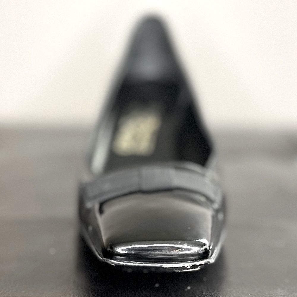 Salvatore Ferragamo Women’s Heel With Bow Shiny Black Patent Leather Size: 8.5‌ - Picture 11 of 15